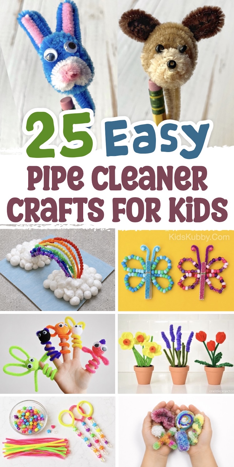 List of simple, fun, and easy pipe cleaner craft ideas for kids to make. Includes lots of photos, tutorials, and step by step instructions for these creative rainy day activities. 