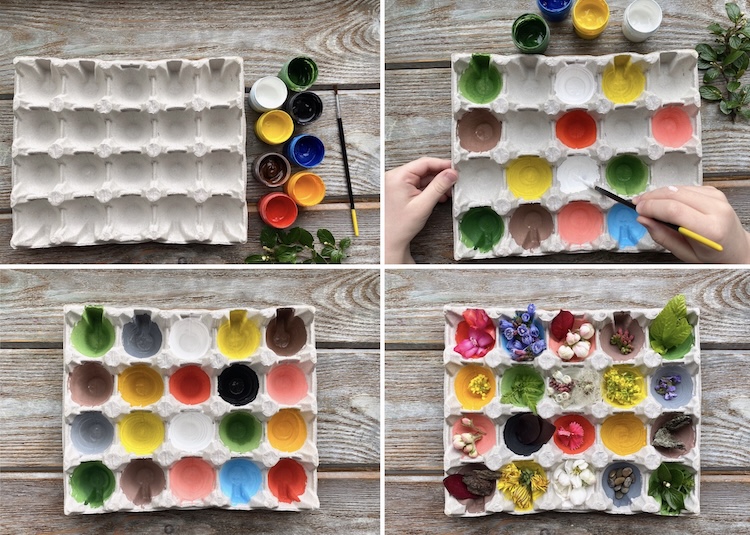 Recycle an old egg carton for this fun and easy outdoor nature activity for kids! This helps them learn colors and identify different plants. 
