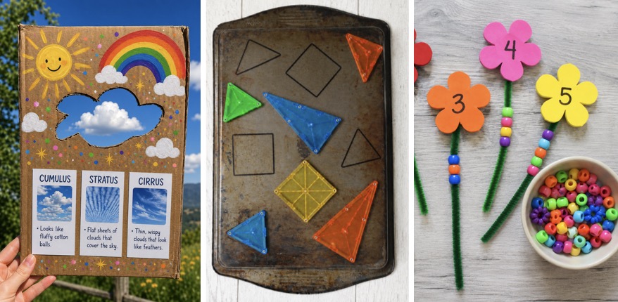 List of fun and simple to make learning crafts, activities, and easy ideas for toddlers and preschoolers ages 2, 3, 4, and 5.