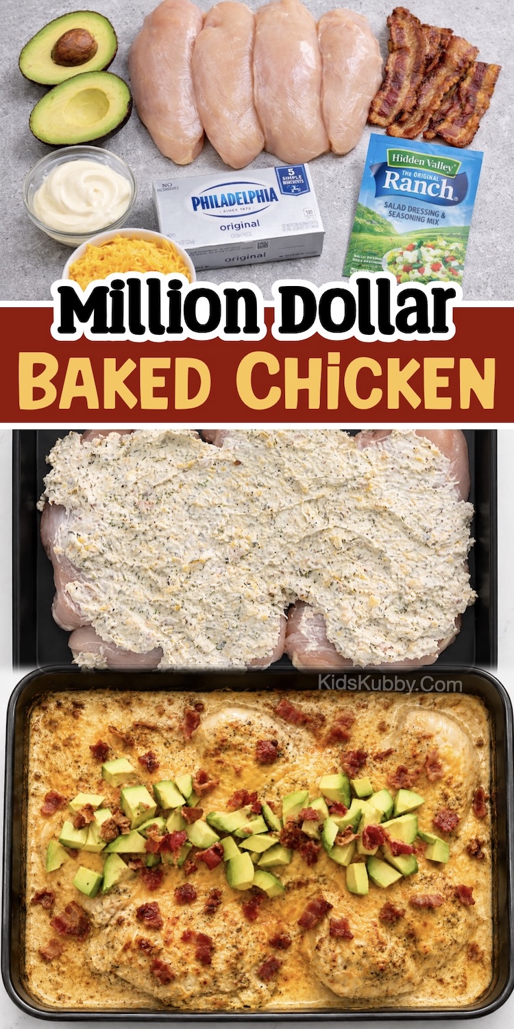 How to make the best baked chicken breasts with cream cheese, ranch, cheddar, and bacon for a yummy kid approved easy family dinner.