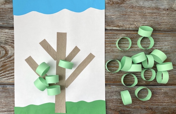 How to make 3D paper trees with construction paper, tape, and glue!