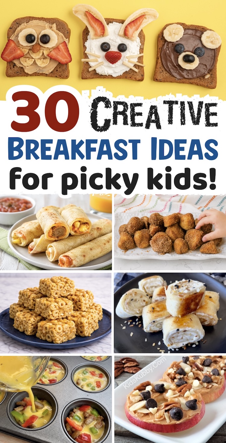Simple breakfast recipes for the pickiest of eaters! If you have hungry and grumpy kids in the morning, these fun recipes are for you. Ideal for busy parents with kids of all ages! Toddlers, preschoolers, and older kids.