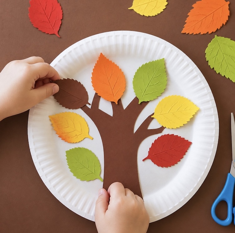 paper plate fall tree craft for kids