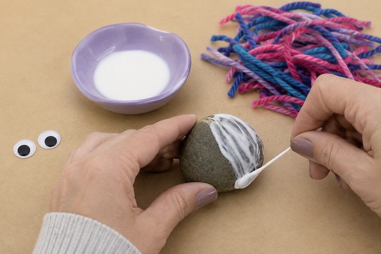Cute pet rock ideas for kids to make with hair.