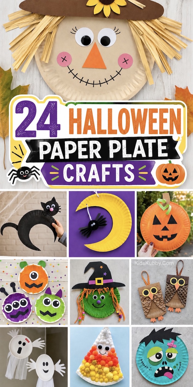 Simple paper plate craft ideas for Halloween. These recycled cheap fall projects are perfect for toddlers, preschoolers, and older kids to make at home or in a classroom. 