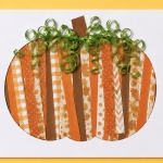 Simple paper strip craft for fall, how to make cute paper pumpkins with construction paper and ribbon. An easy Halloween or Thanksgiving art project for kids of all ages.