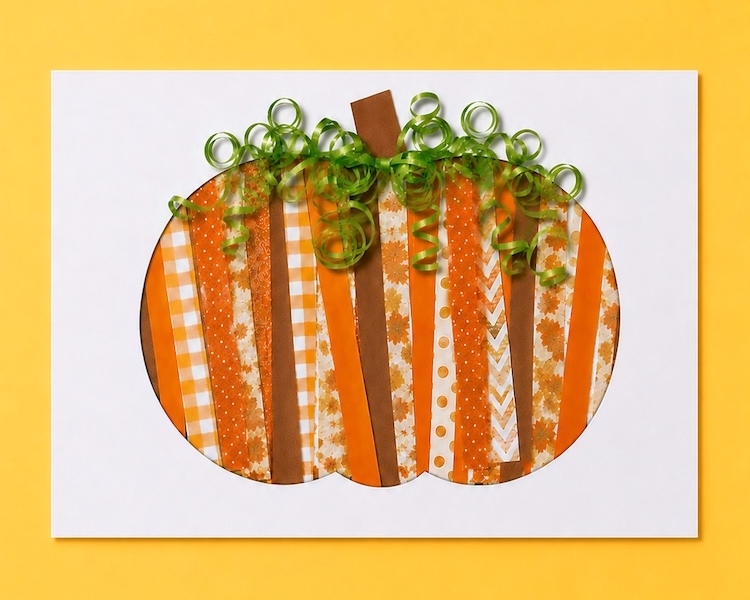 How to make awesome paper pumpkins with strips of colorful fall paper. An easy craft to set up for kids to make at home with cheap supplies.
