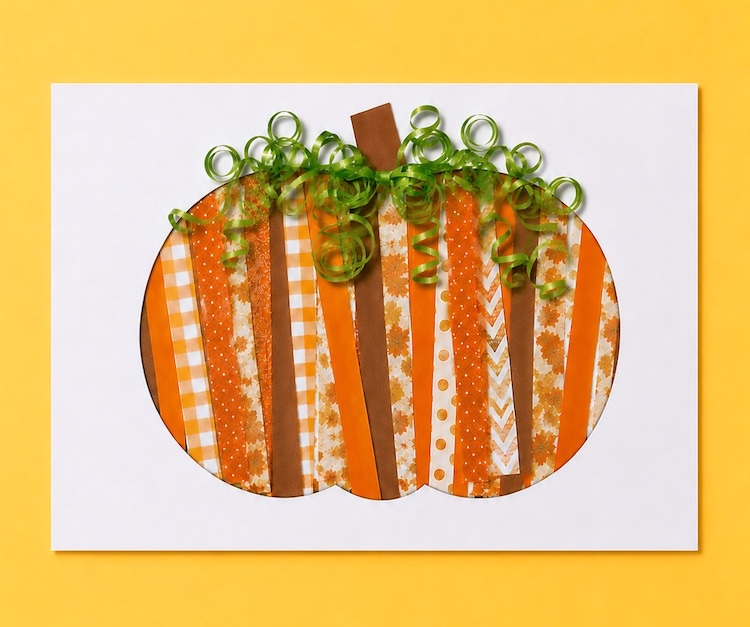 How to make awesome paper pumpkins with strips of colorful fall paper. An easy craft to set up for kids to make at home with cheap supplies.