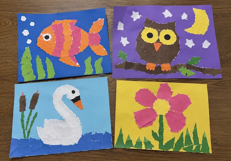 How to make easy simple torn paper art with just glue and paper!