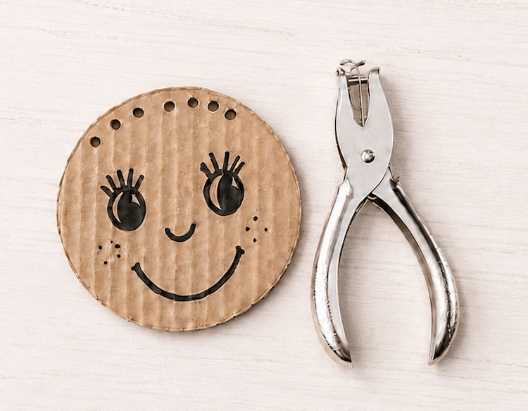 DIY learning activity for kids using cheap recycled cardboard and craft pipe cleaners.