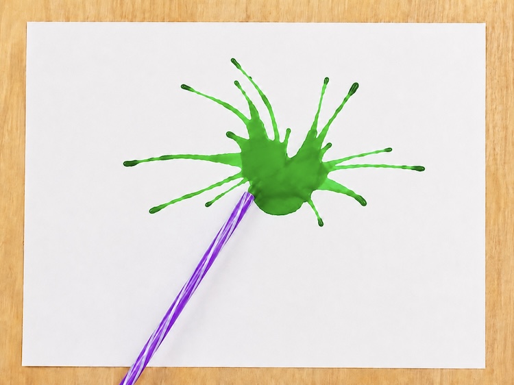 Straw blowing art, how to make wacky colorful monsters with liquid watercolors. 