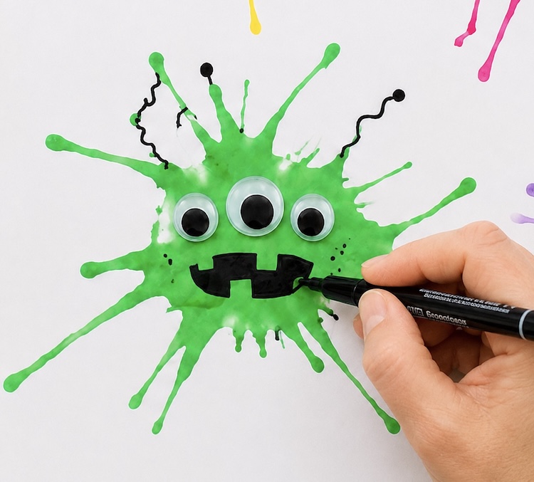 Fun and easy monster art craft idea for kids using straws and paint. 