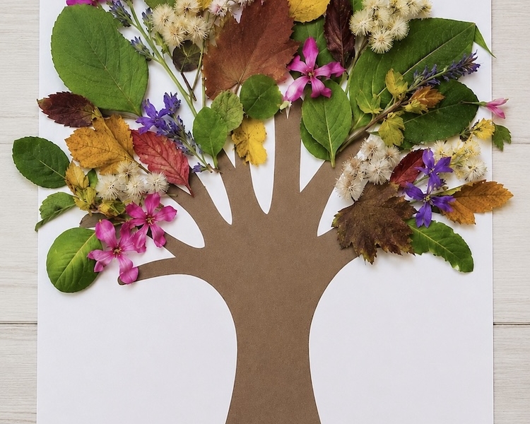 Make a beautiful fall or spring tree with your kids using this free printable and a nature hunt in your very own backyard.
