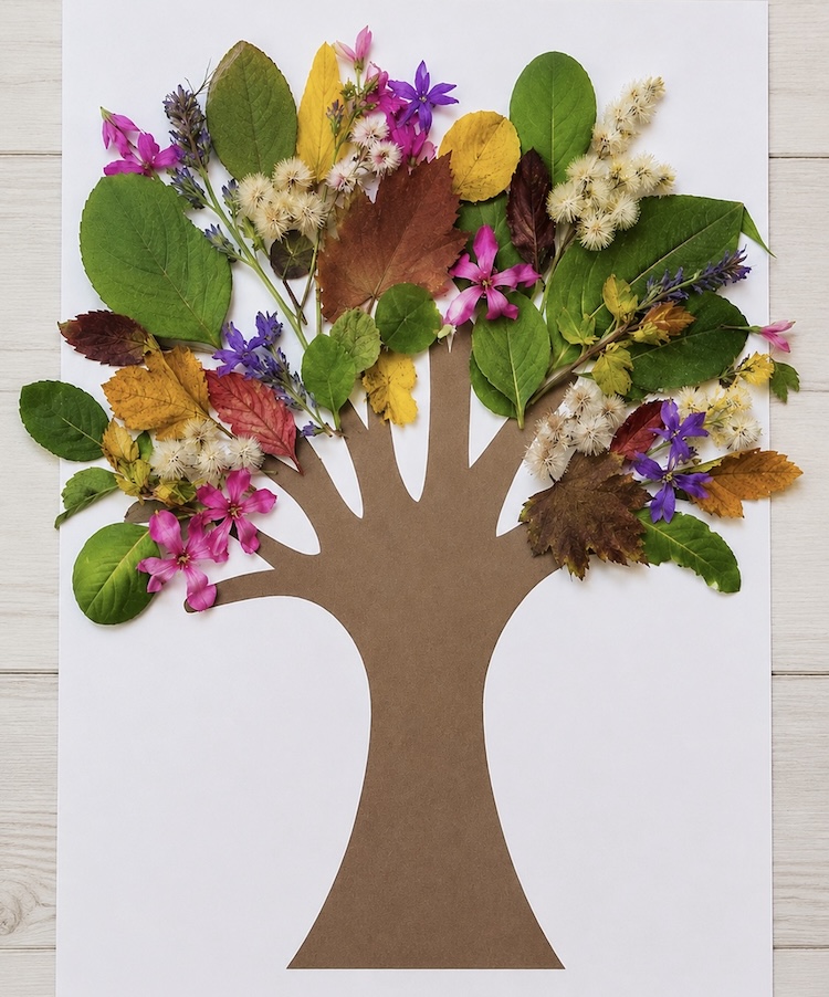 Make a beautiful fall or spring tree with your kids using this free printable and a nature hunt in your very own backyard.