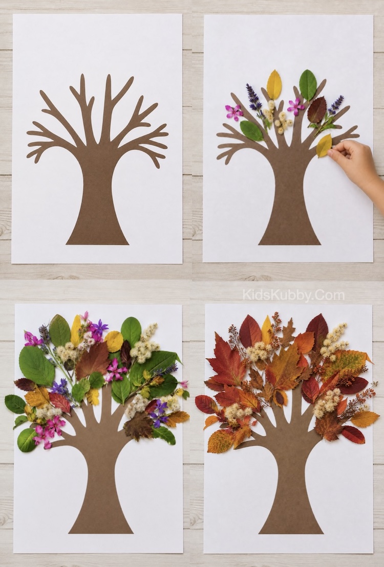 How to make beautiful leaf art with leaves from your backyard. A fun, easy, and cheap project for kids with a free printable.