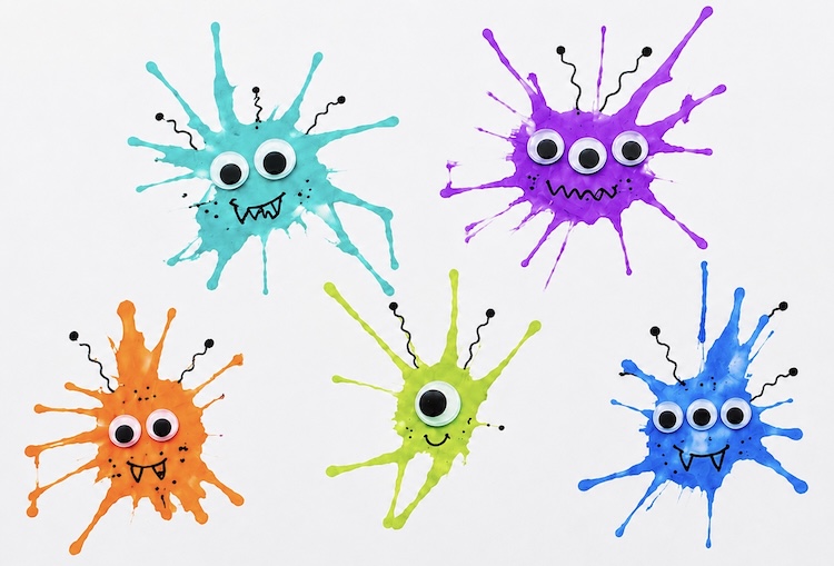 How to make straw blown monsters with watercolor paint! A fun and easy paper craft for kids to make, ages preschool and older.