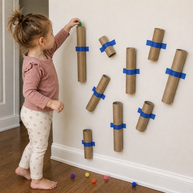 Easy at home activities for toddlers using supplies you already have at home. Cheap and fun games and boredom busters for kids ages 1-3.