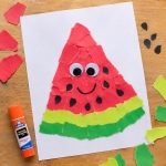 Torn Paper Art is a fun construction paper craft for kids that's easy to make with pieces of torn paper glued onto a template for preschoolers or free style for older kids to make mosaic like art.