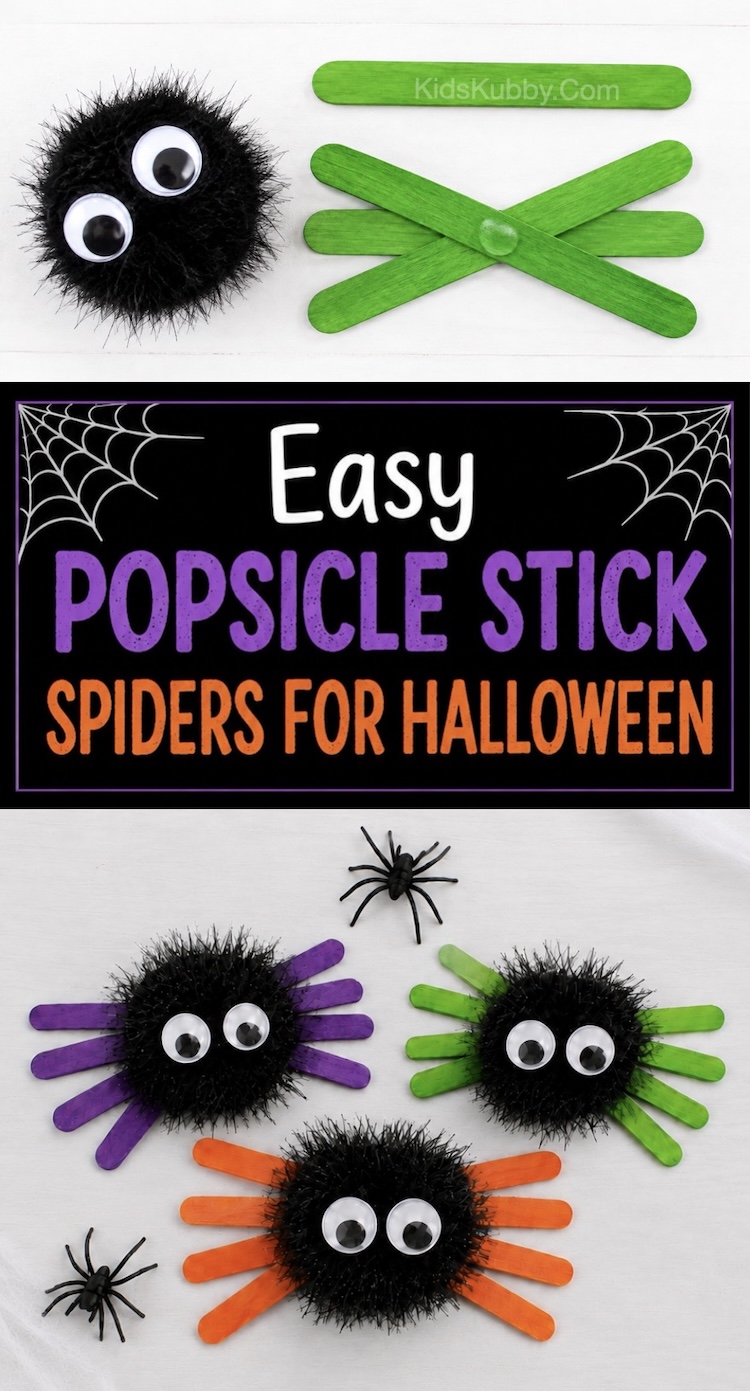 How to make popsicle stick spider for Halloween, an easy kids craft with a full step by step tutorial. This easy fall projects is simple enough for kids of all ages! 