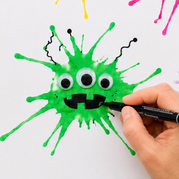 How to make a goofy monster craft with kids using water color paint and straws. A super fun activity and art project in one!