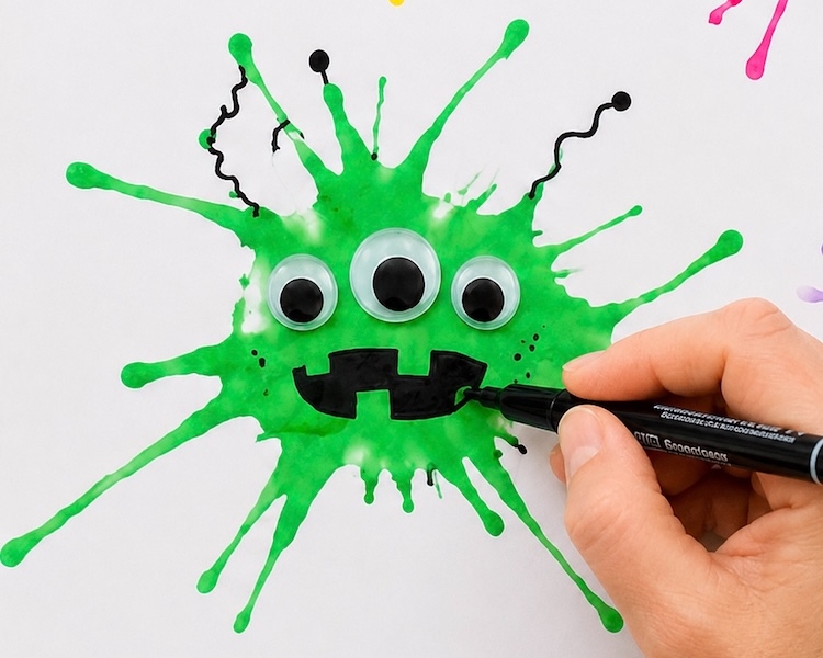 How to make a goofy monster craft with kids using water color paint and straws. A super fun activity and art project in one!