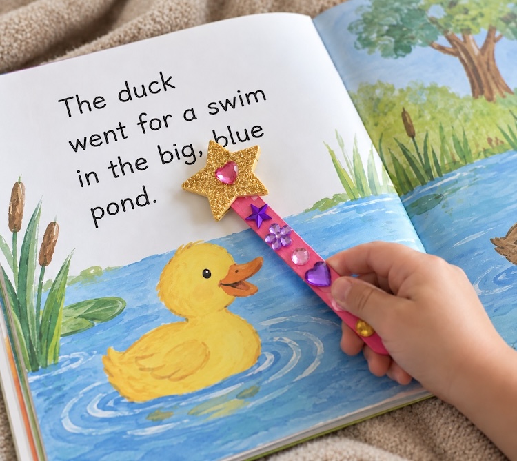 DIY magic star reading wands for preschoolers and older children made with craft sticks.