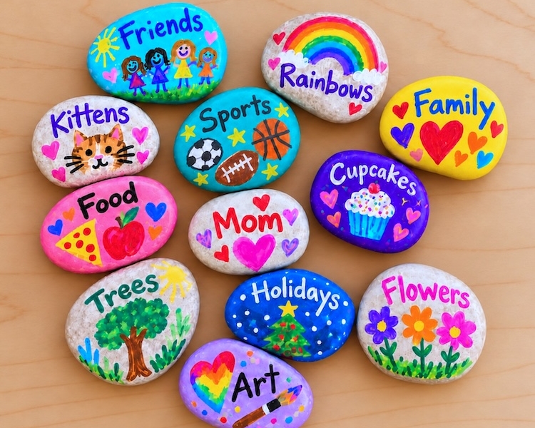 Fun DIY painted rocks using acrylic markers! This low mess craft is not only fun and cheap for kids of all ages to make, but it teaches them gratitude and the importance of remembering the things we are grateful for.