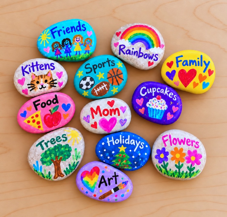 Fun DIY painted rocks using acrylic markers! This low mess craft is not only fun and cheap for kids of all ages to make, but it teaches them gratitude and the importance of remembering the things we are grateful for.