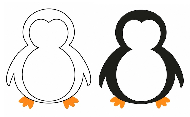 Two free penguin printable options for decorating with cotton balls, an easy paper craft for kids.