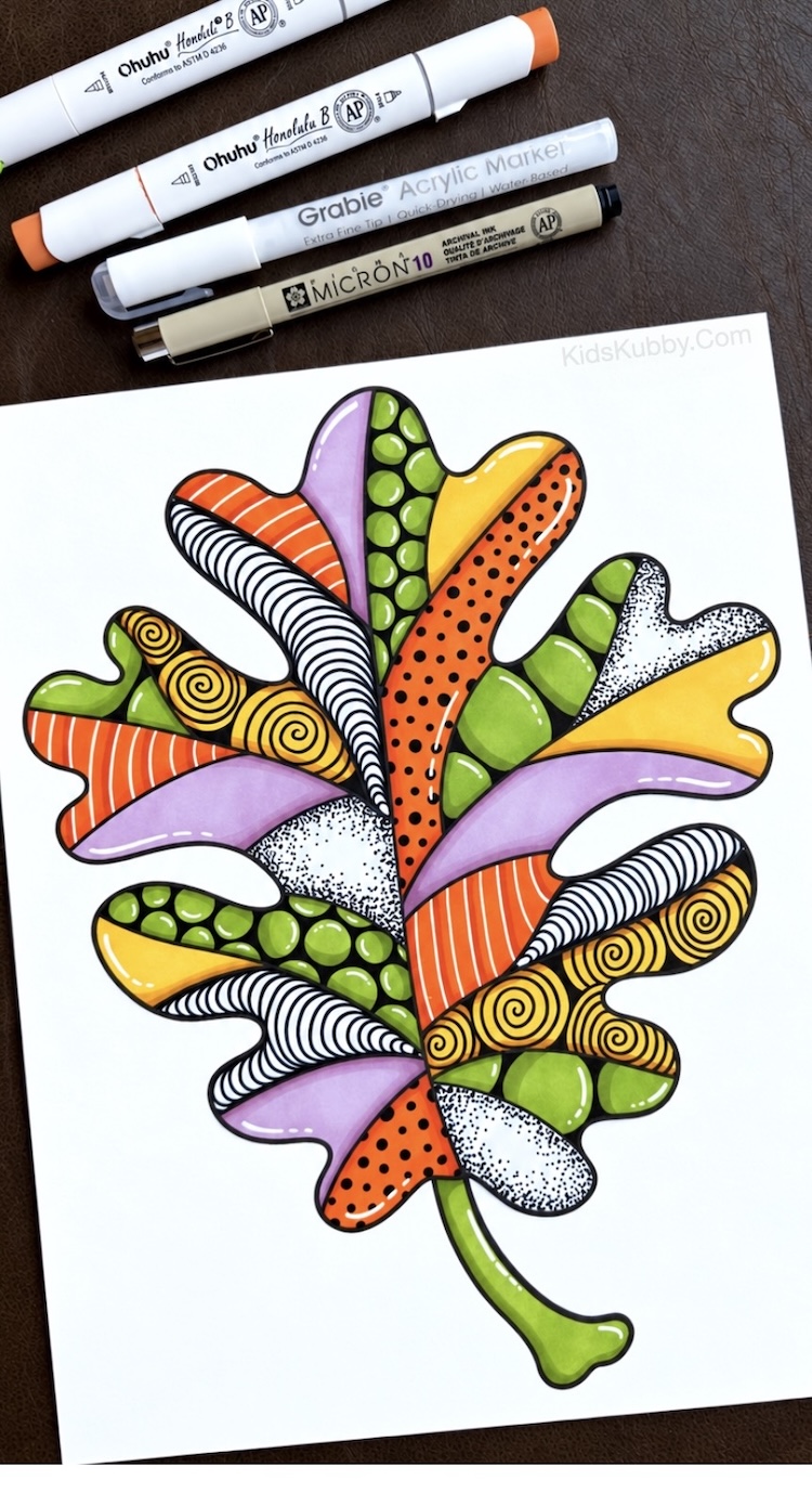 Print out this free coloring page for fall and let me show you how to color it with fun and easy designs in a unique mosaic style! Coloring tips and tricks included using markers.