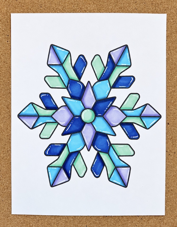 Fun and unique free printable snowflake Christmas coloring page. 